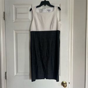 Worth New York Women's Size 10 Ivory & Gray Colorblock Sheath Dress